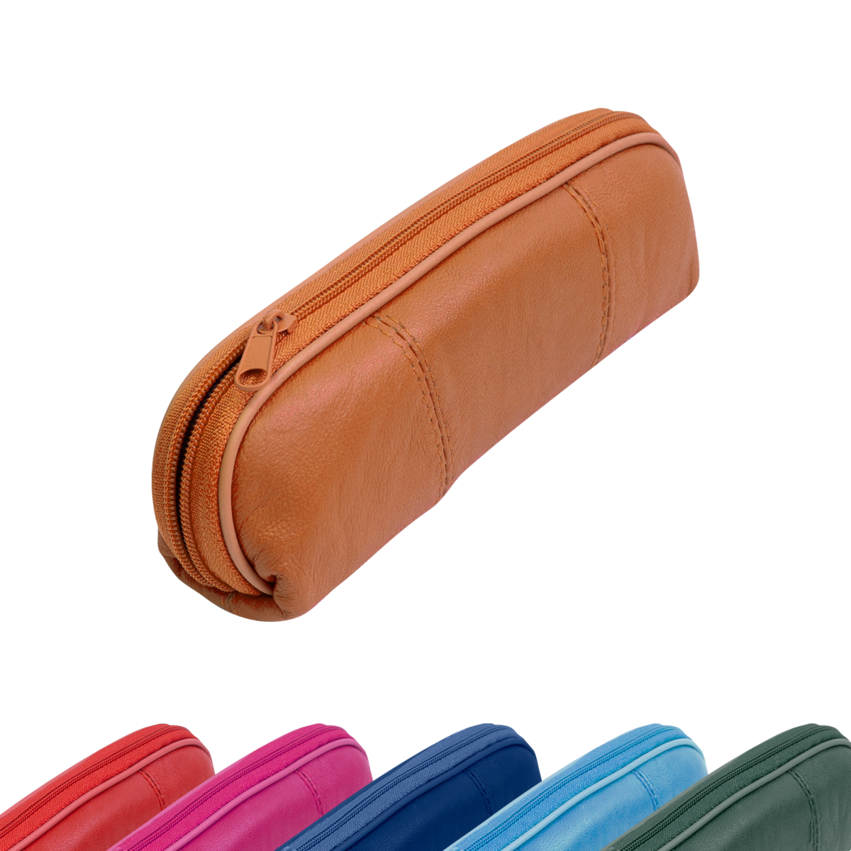 Portada del pack colorido de fundas de piel nacional con cremallera horizontal