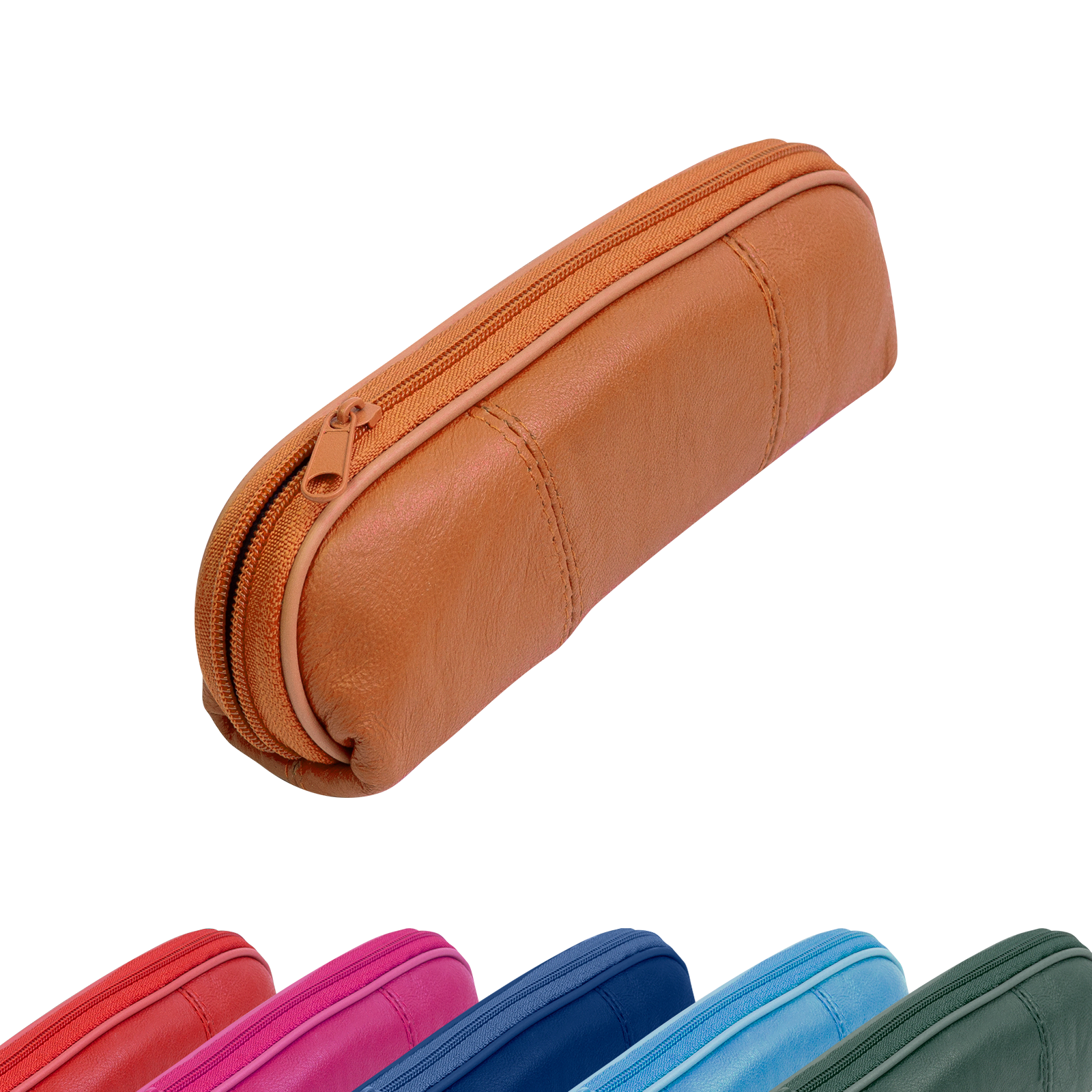 Portada del pack colorido de fundas de piel nacional con cremallera horizontal