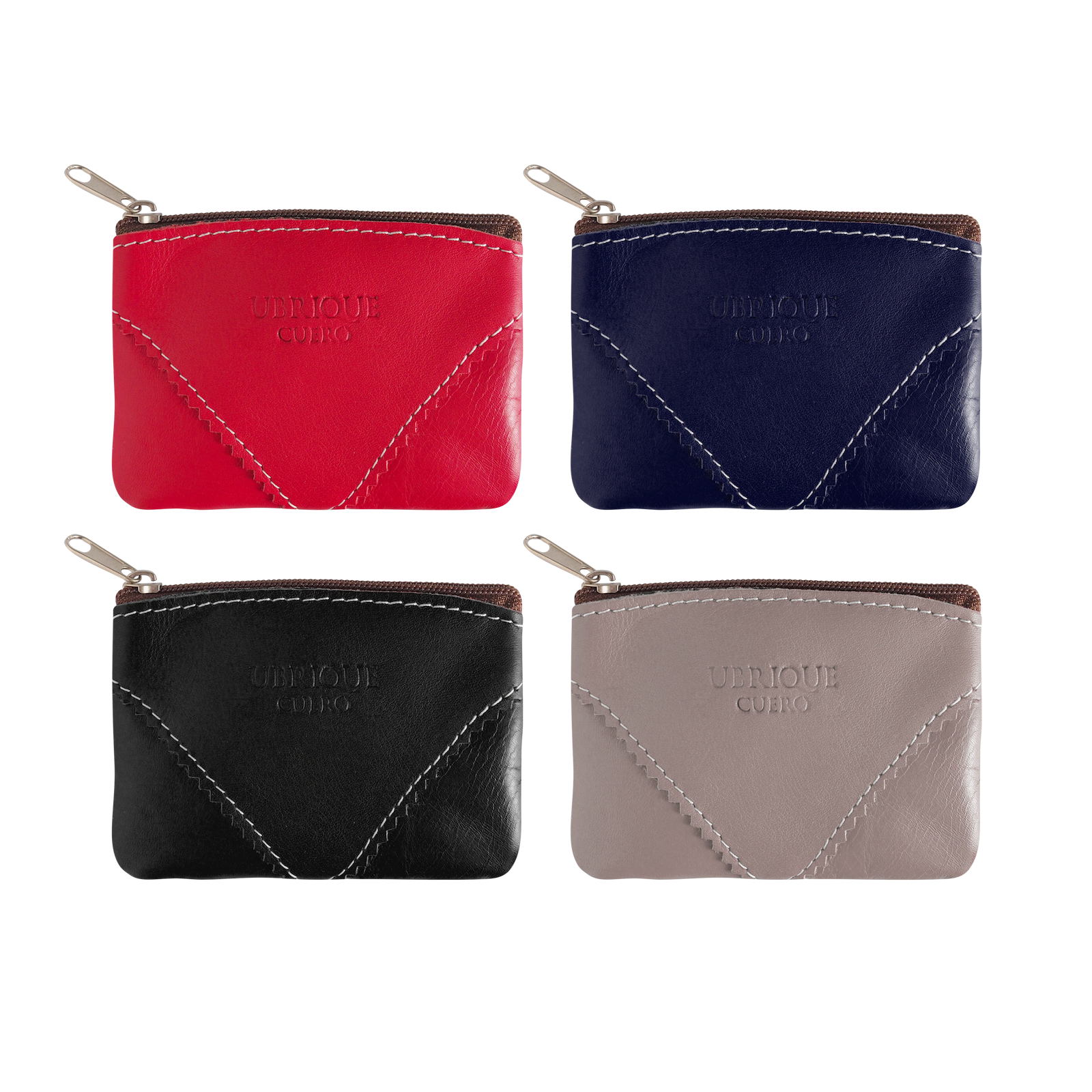 Estuches lentilleros de pie con cremallera en color rojo, negro, gris y azul