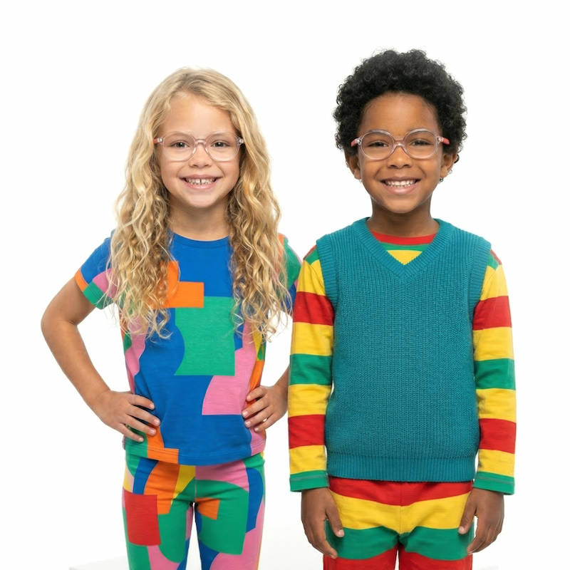 Pareja de Niños con Gafas de Puente Invertido de Acetato Viloo